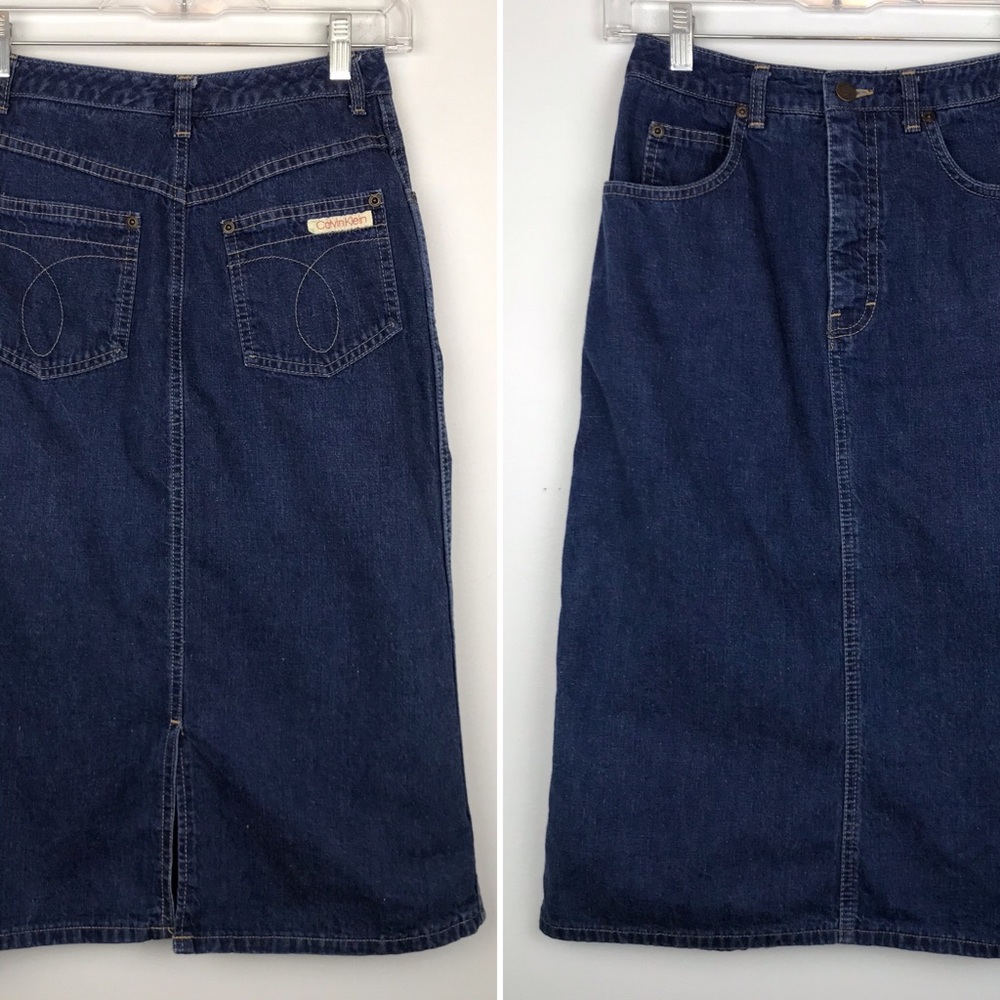 Vintage 80s Calvin Klein Denim Midi Skirt 4